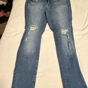 Torrid Blue Distressed Straight Leg Jeans